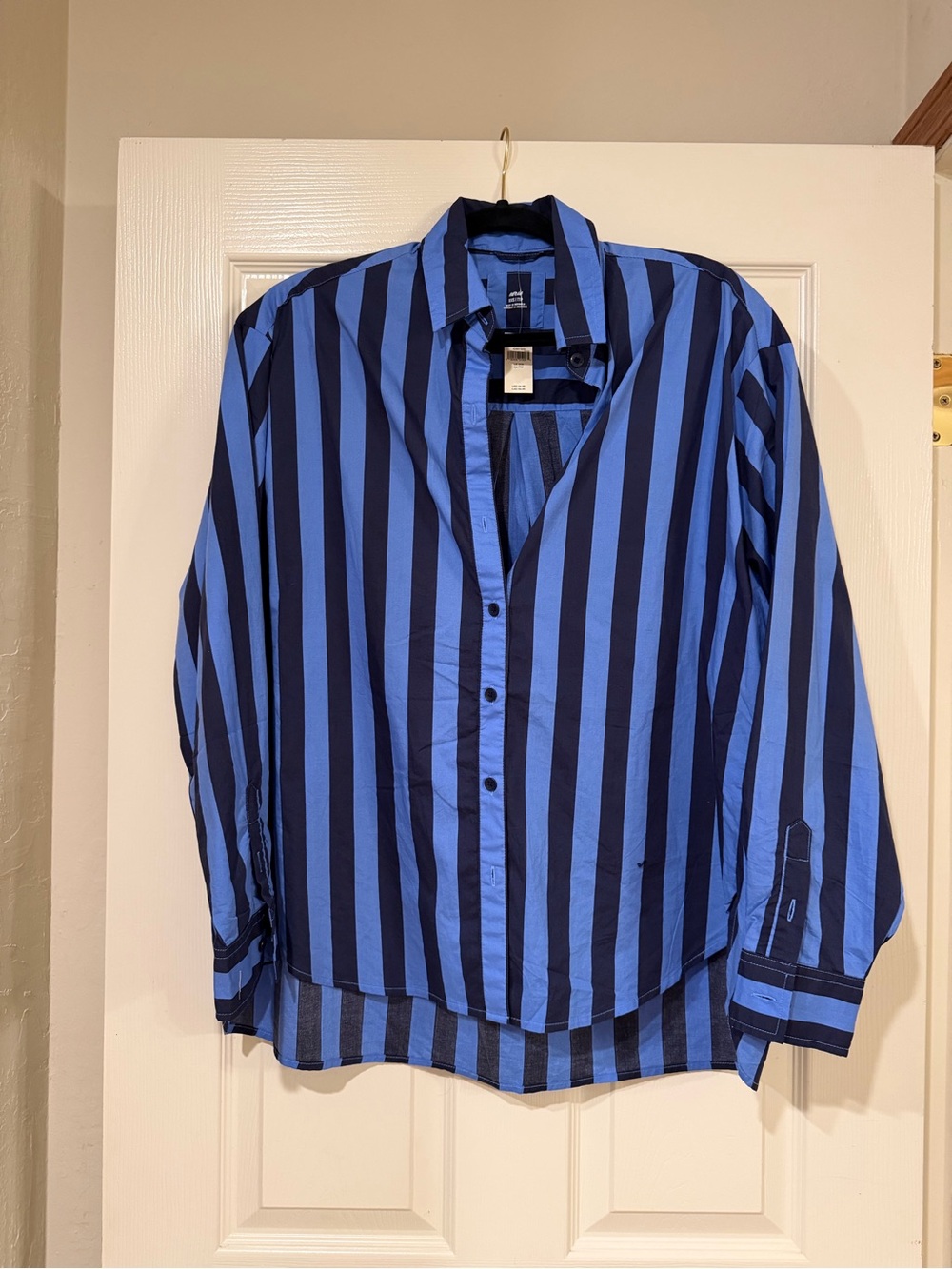 Aerie blue striped button up shirt